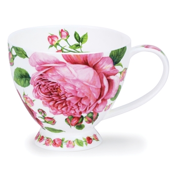 Elegant tekop i fine bone china. Smukt dekoreret med lyserøde roser.