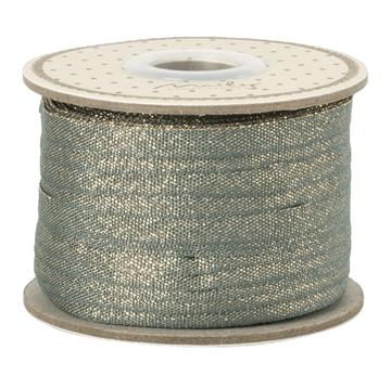 Gavebånd i polyester med lurex i farven petrolium