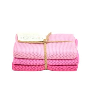 Pakke med 3 karklude i smukke rosa farvekombinationer 