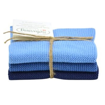 3 stk karklude i støvet blå kombi - strikket i 100% Øko-tex bomuld og har godt sugeevne