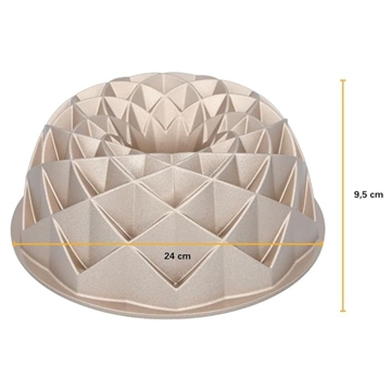 Formen har en diameter på 24cm og er 9,5cm høj