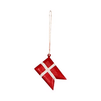 Ornament til juletræet med håndmalet dannebrogsflag