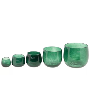 Mørkegrøn glasvase i mundblæst glas i flere størrelser