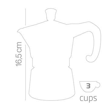 Espressokanden i tidløs aluminium indeholder ca 150 ml