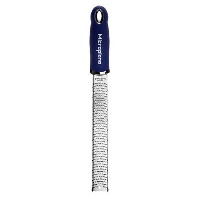 Microplane zester med ætset skær og ergnomisk håndtag i blå