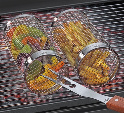 Cylinder grillkurv til grøntsager - grill lækre sommerretter 