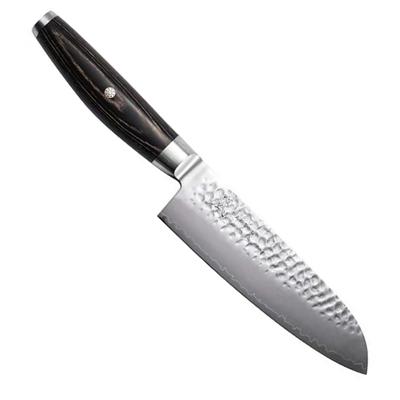 Kvalitetskniv i rustfrit stål med sort håndtag i pakkatræ
