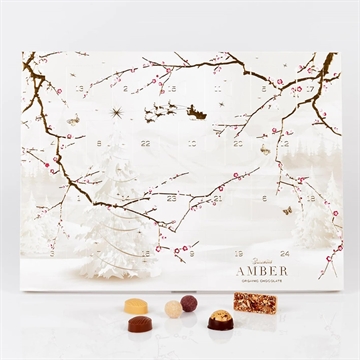 Elegant kalender med vinterlandskab. Fyldt med skønne Amber-varianter